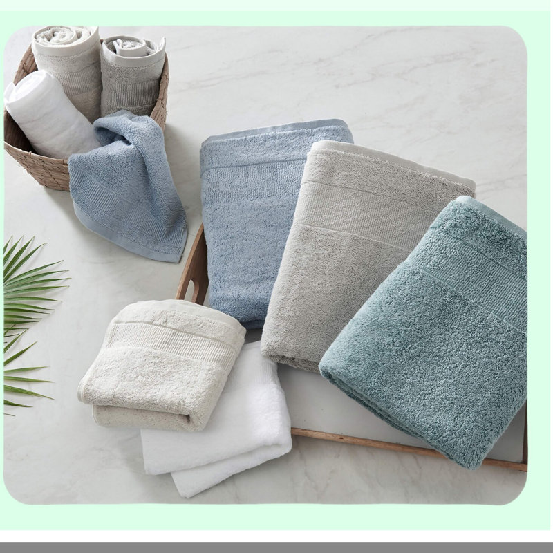 Island Retreat Bay Blue Cotton Bath Towels - Absorbent & Fade Resistant 6-Piece Set for Fashionable Bathroom Decor