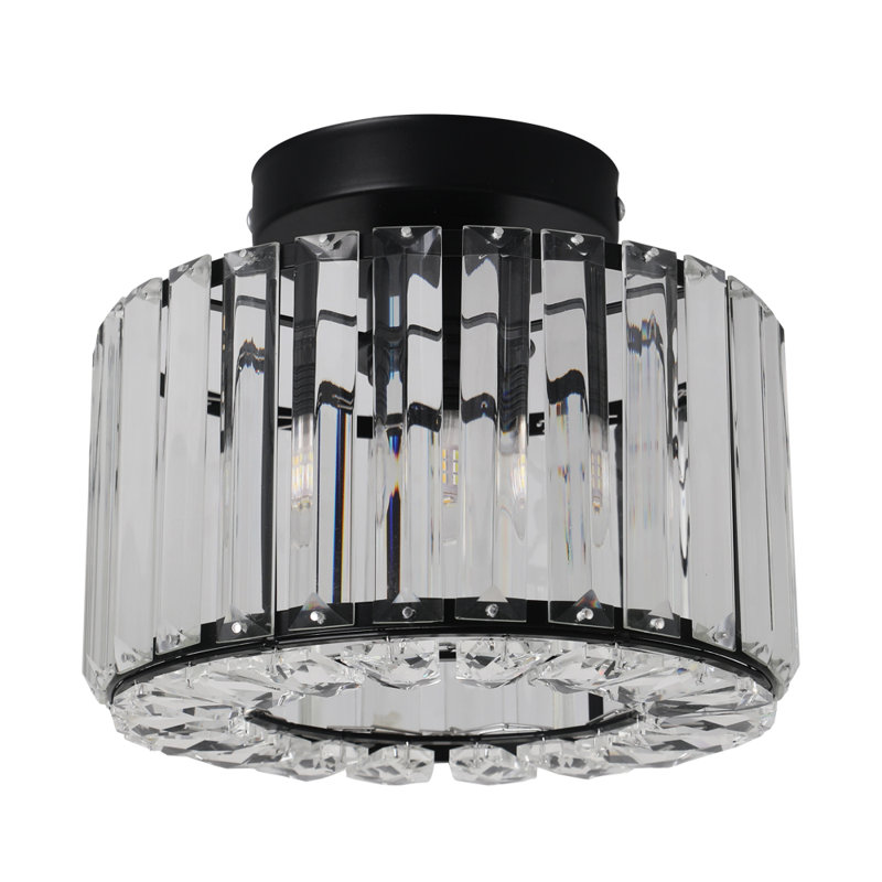 Glass Semi Flush Mount, Matte Black