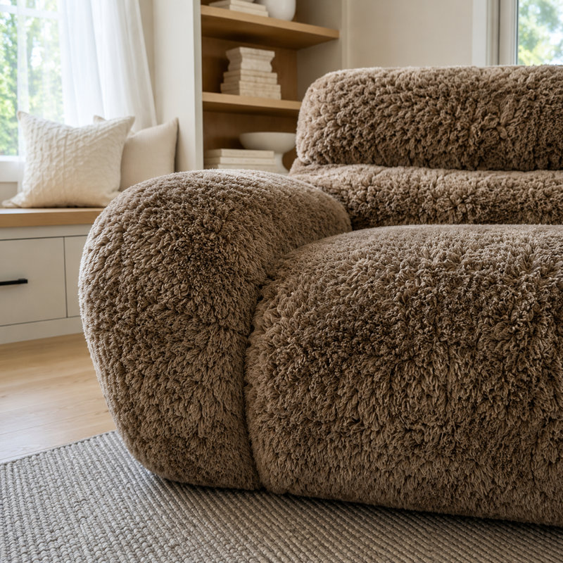 Fauteuil à billes 41 po, housse en tissu de chenille, lit pour chien People, Dark Brown Boucle