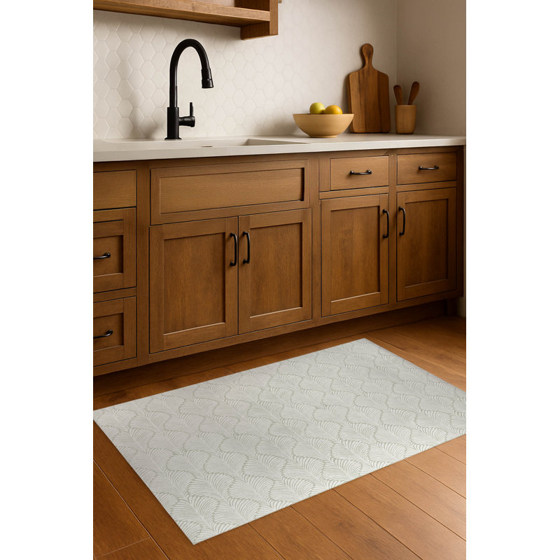 Tapis de cuisine antidérapant Elegant Palms, Vert clair, Rectangulaire 3 pi x 5 pi