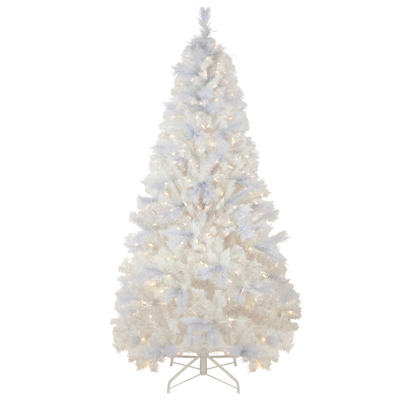 6.5' Pre-Lit Seneca White Spruce Artificial Christmas Tree Dual Function LED Lights, 6.5' H