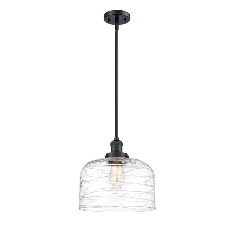Luminaire suspendu en forme de cloche à 1 lumière Canajoharie, Noir mat