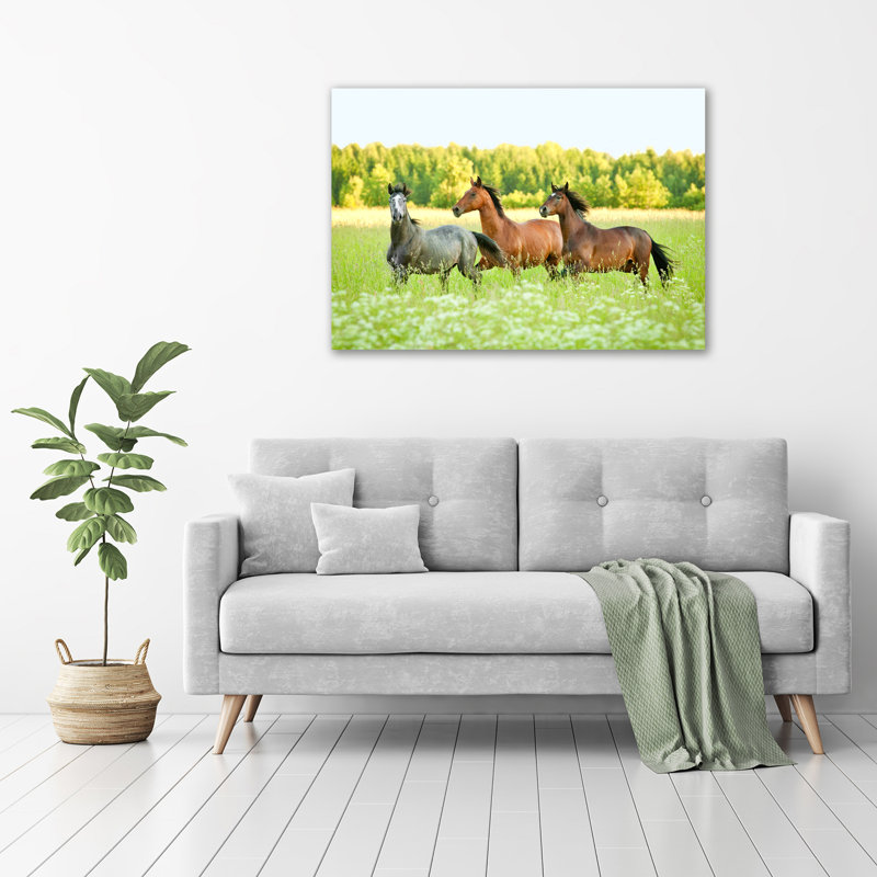 Horses In A Gallop - Wrapped Canvas Print