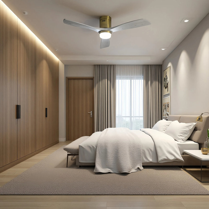  Airys 52'' Ceiling Fan with LED Light and Reversible DC Motor, Gold/White