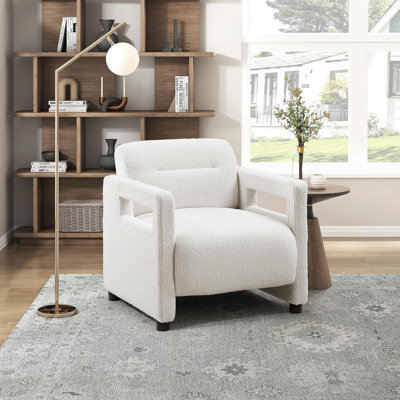 Luxury Home Furniture Accent Chair Beige Seat Cushion Boucle Upholstery Plywood Frame 1Pc Armchair