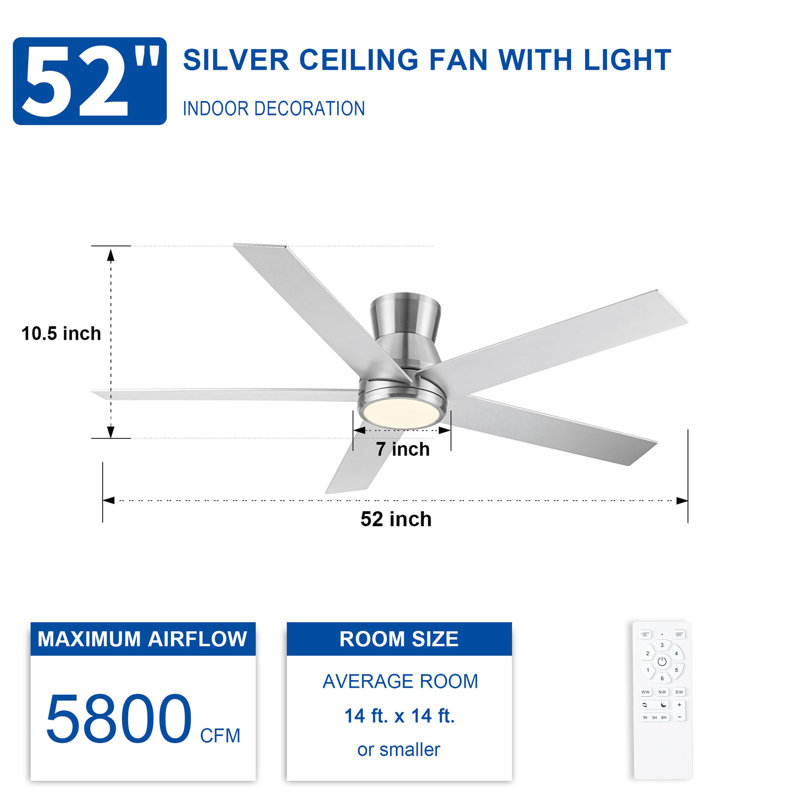 Ventilateur de plafond 52 po avec lumière Lowe, Nickel brossé