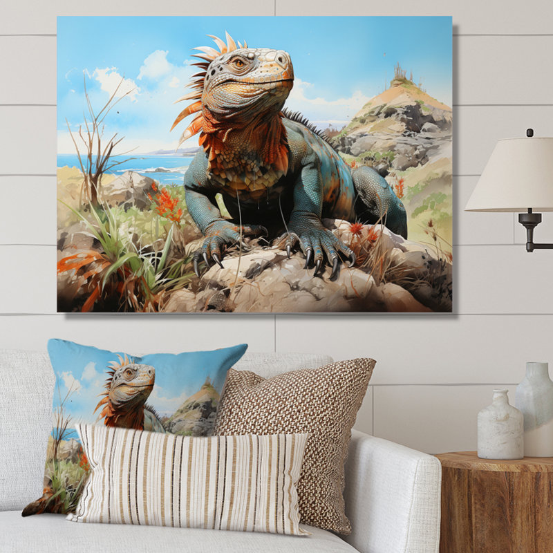 Lézard sur un rocher II sur toile, Toile tendue, H 24 po x l 32 po x P 1 po