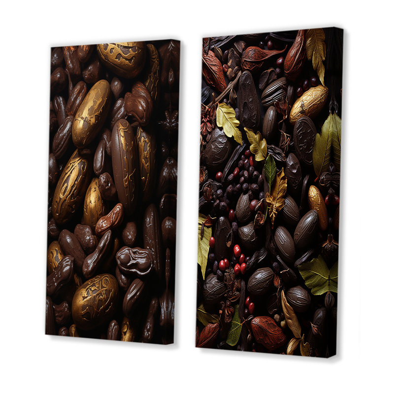 Cacao Baroque Bean - Ensemble de 2 reproductions d'art sur toile Cacao, H 28 po x l 25 po, Toile tendue
