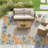 Coastal Border Ivory/Multi Indoor/Outdoor High-Low Area Rug-726824778-726824776
