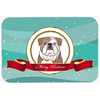 English Bulldog Merry Christmas Glass Cutting Board
