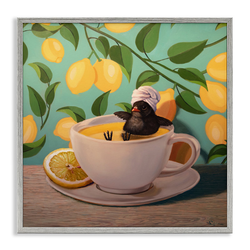 Az-006 - Cadre encadré de thé au citron par Lucia Heffernan, Estampe numérique Farmhouse, H 17 po x l 17 po x P 1,5 po