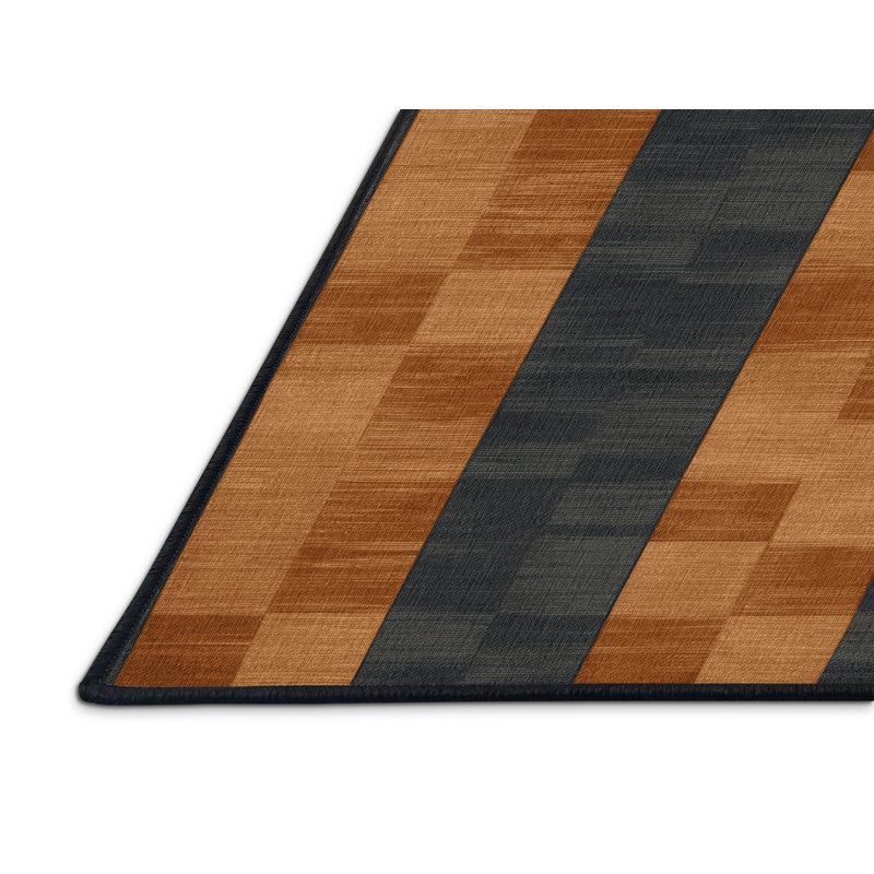 Tapis gris à carreaux lavable à la machine, Carré 7 pi