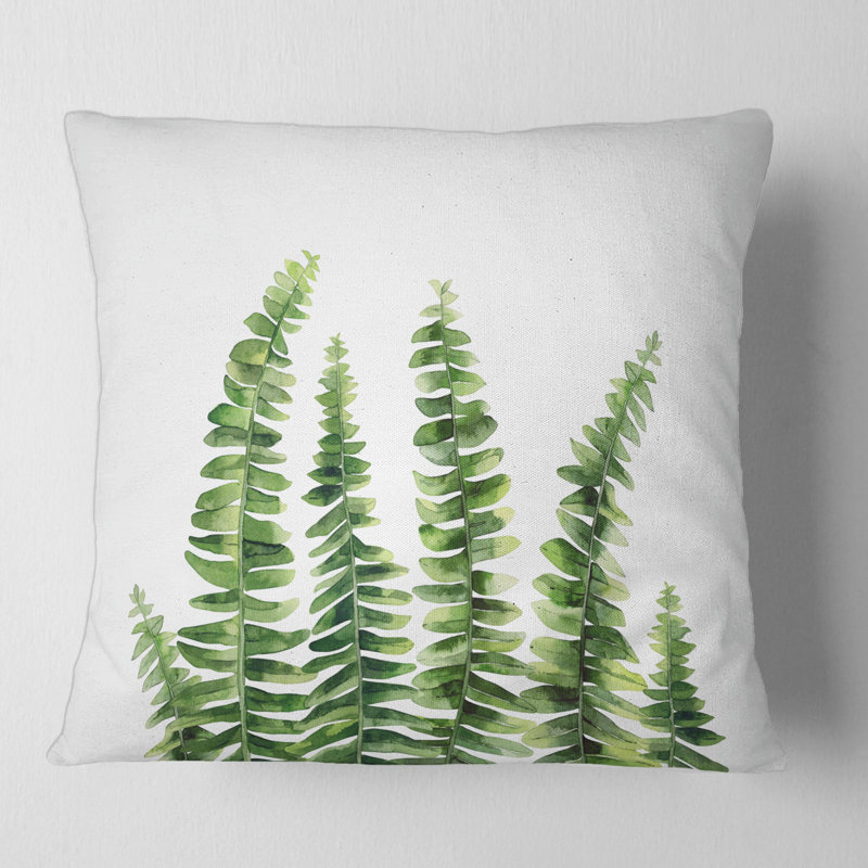 Carré, détail de feuilles de fougère II - coussin décoratif imprimé maison de campagne, 18" x 18"