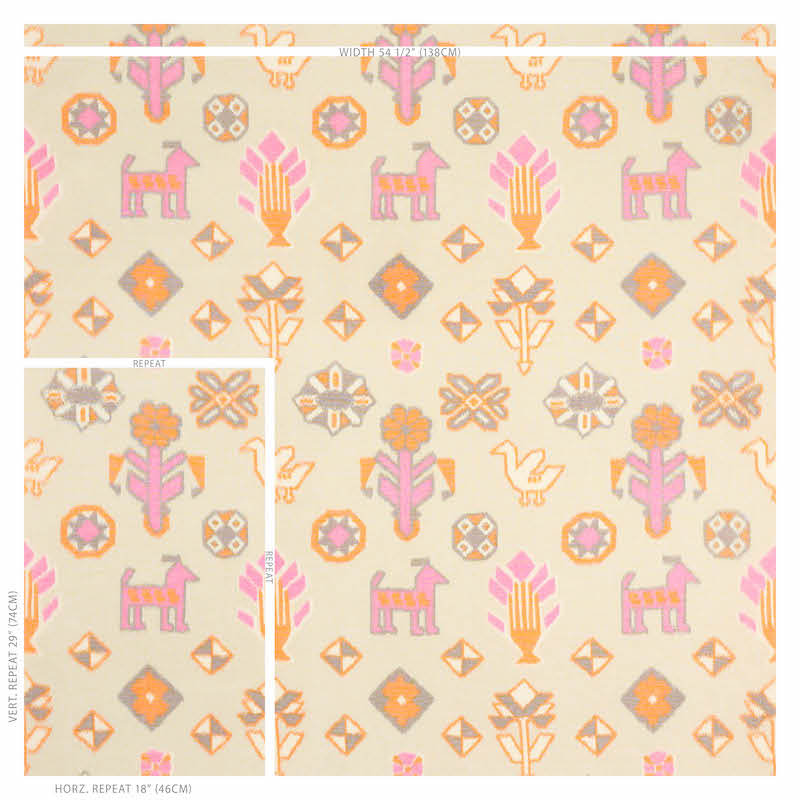 Chuska Warp Print Fabric, Pink/ Orange
