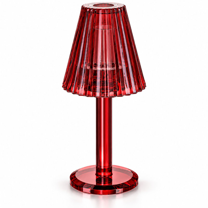 Lampe à bougie en verre cristal Lya de 30 cm avec abat-jour en verre, porte-bougie décoratif pour chandelle chauffe-plat et votive, rouge