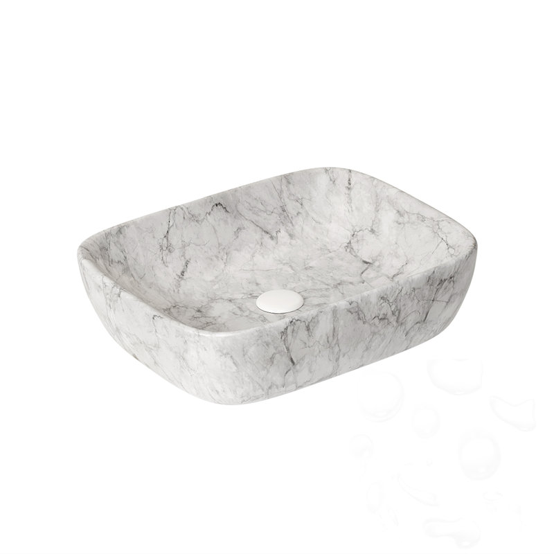 Ceramic Rectangular Striped Bathroom Sink
