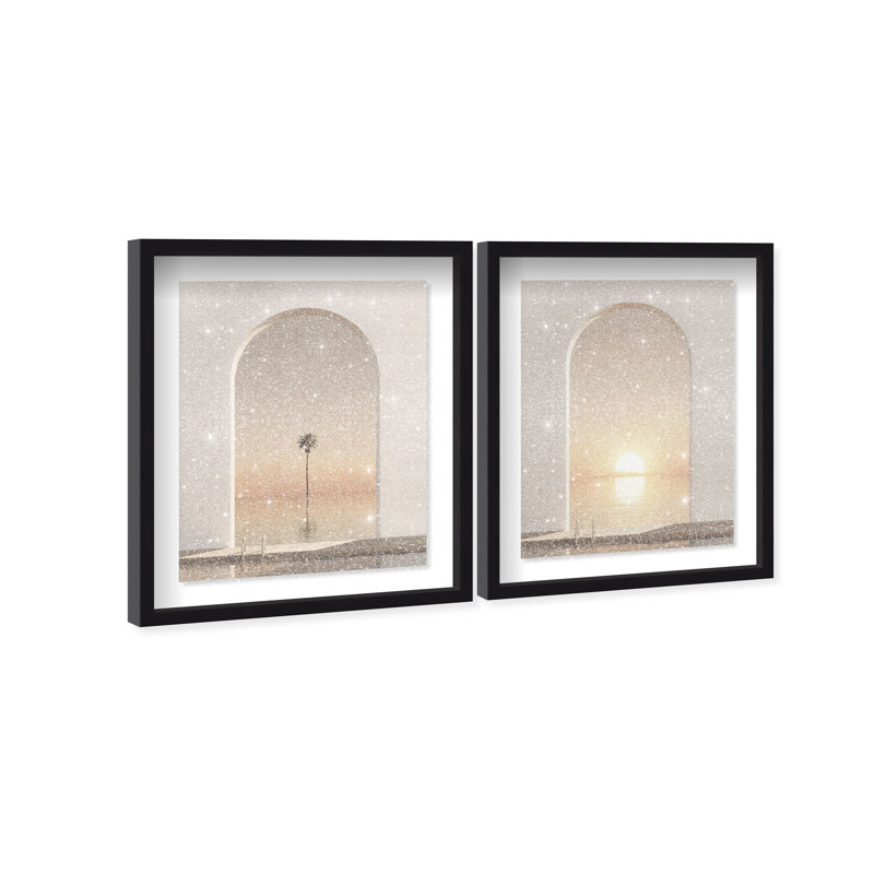Coastal Window Set Shadowbox Landscape & Nature Print by Oliver Gal, Black Frame, 16 x 20, 21.5"H x 25.5"W, Black Shadowbox