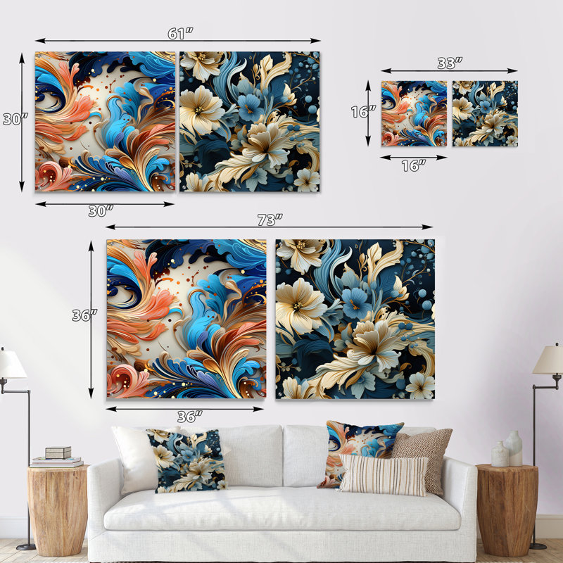 Krenwik - Ensemble de 2 art mural en verre acrylique, H 36 po x l 73 po