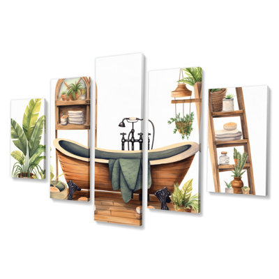 «Natural Bathroom Decor», impression sur toile - 5 panneaux