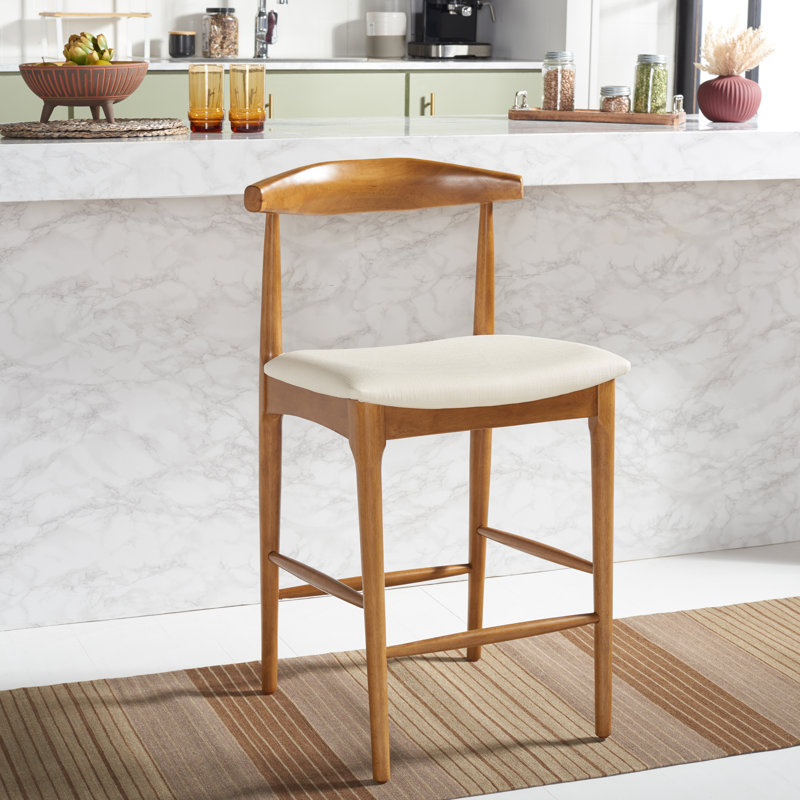 Tabouret de bar / de comptoir Hank, Crème, Noyer, Tabouret de comptoir (siège d'une hauteur de 25,6