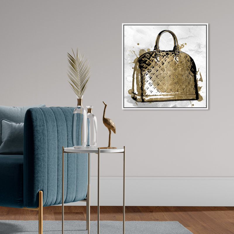 «LV Gold», impression sur toile, H 12 po x l 12 po, Toile avec cadre blanc
