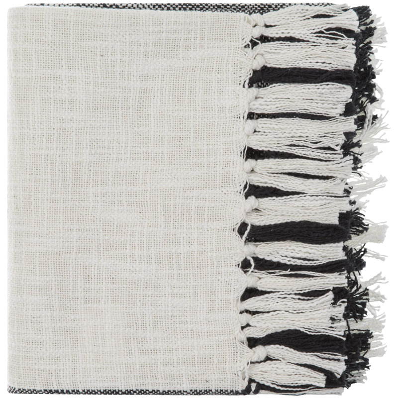 Jeté 100% coton Evie, Blanc cassé, Couleur unie