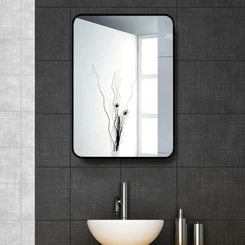 Aluminum Framed Rectangle Wall Mounted Bathroom / Vanity Mirror, Black, 30" x 60"