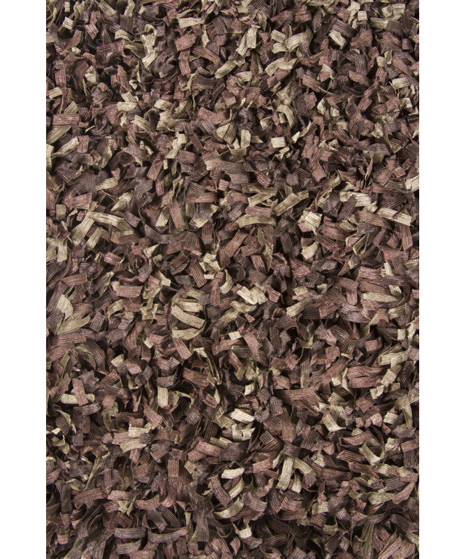 Angella Authentic Hand-Woven Handmade High Pile Modern Corrugated Ribbon Shag Polyester Area Rug, Rectangle 9' x 13', Brown