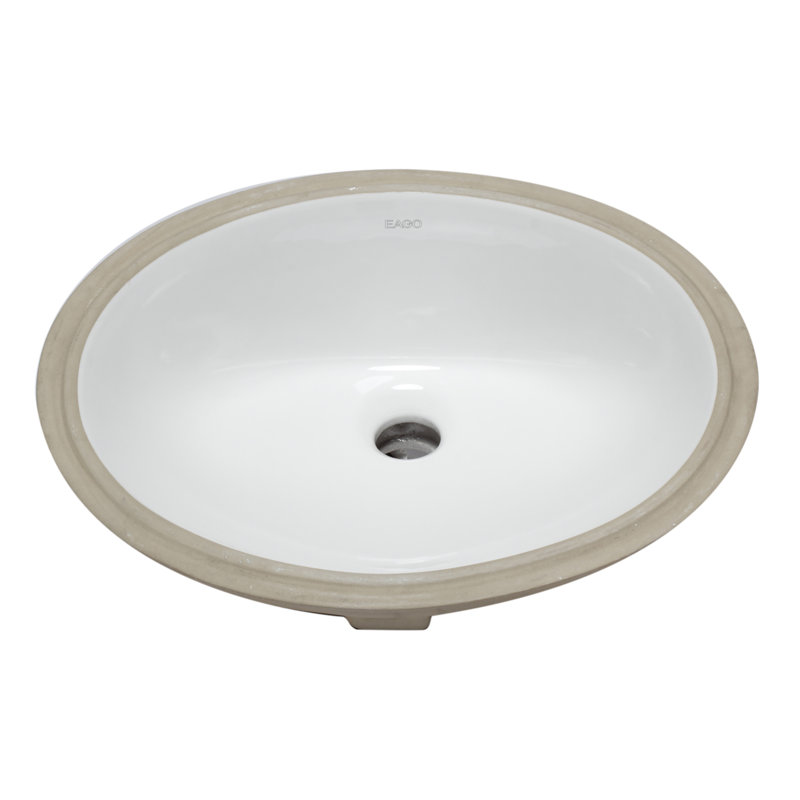 EAGO 18'' White Ceramic Oval Undermount Bathroom Sink