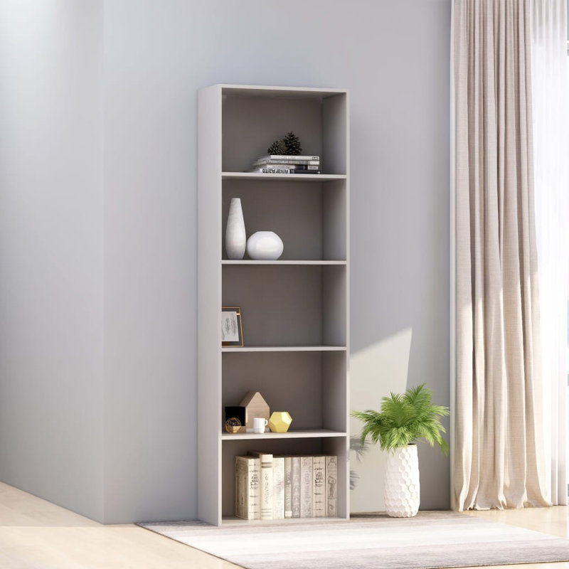 Rian Standard Bookcase, Grey, (5 Shelves) 189cm H x 80cm W x 30cm D