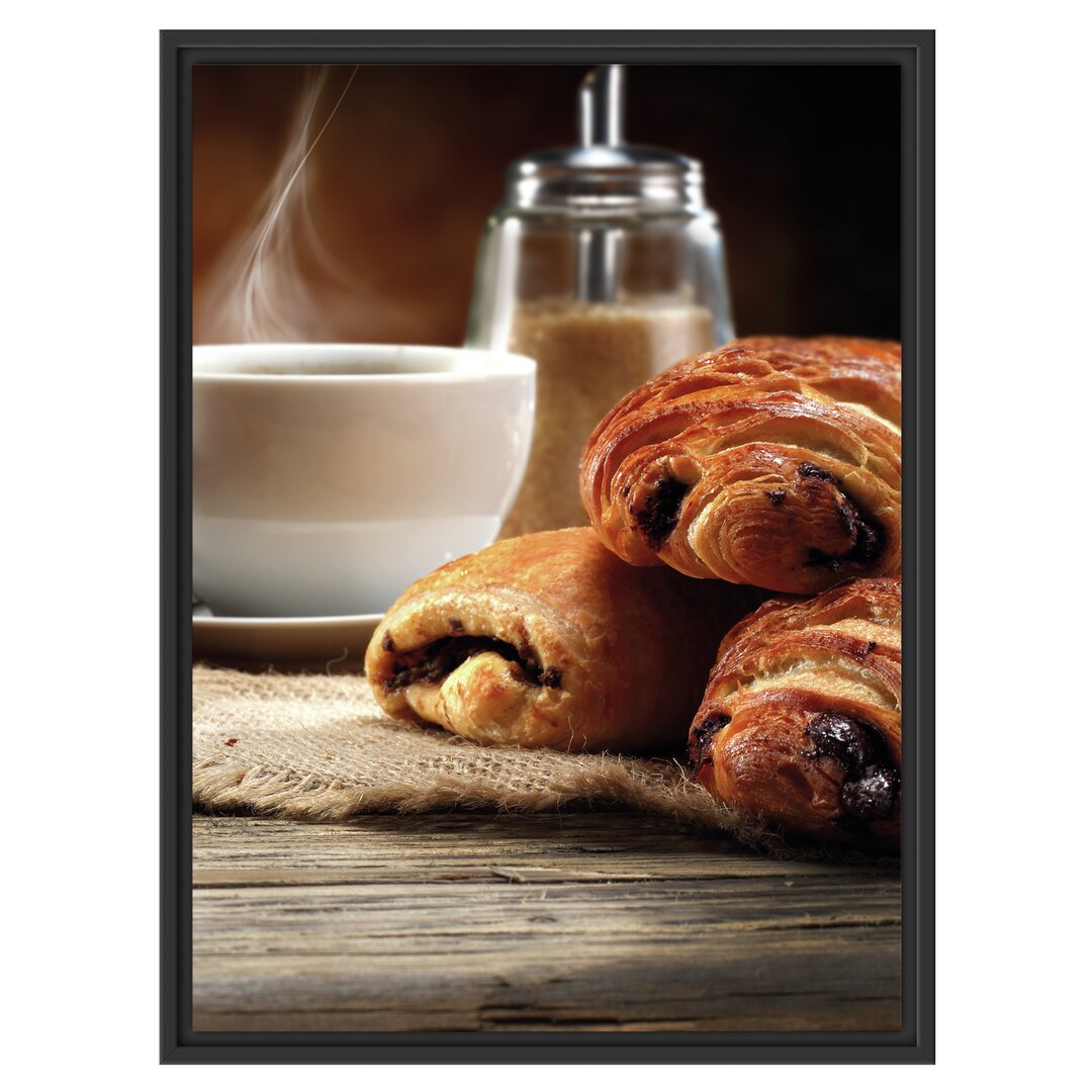 Gerahmtes Wandbild Croissant zum Kaffee