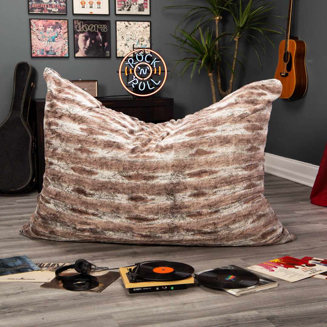 Kheir Pillow Saxx 5.5 Foot - Huge Bean Bag Floor Pillow and Lounger, Luxe Fur Latitude Run® Upholstery 