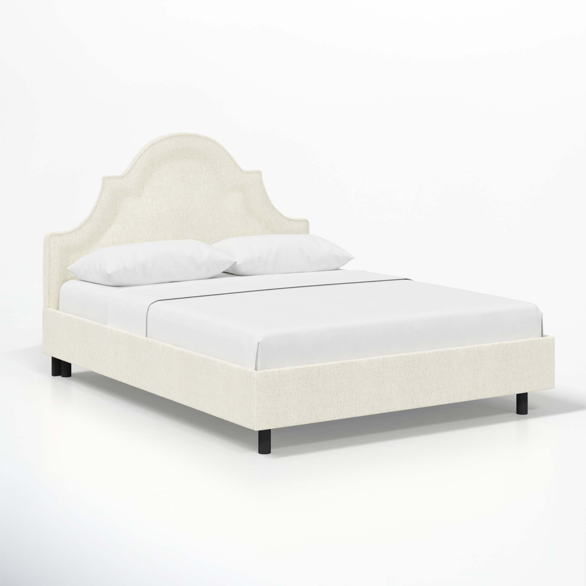 Knipe Upholstered Scalloped Bed, Milsap Canvas Sustain® Tweed, Twin