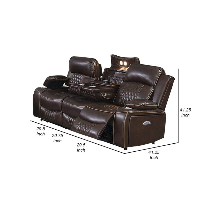 Gurvinder 80'' Vegan Leather Power Reclining Sofa