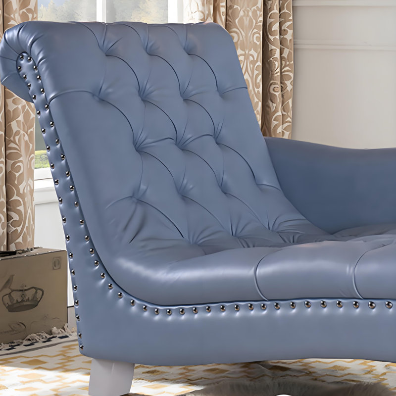 Chaise longue élégante de qualité loisir, Saphir, Blanc / doré, Accoudoir à gauche (vu de face)