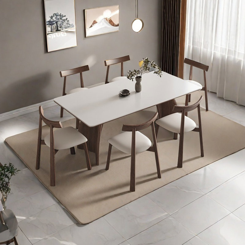 Durable White Ash Dining Table Set, 29.52"H x 70.86"L x 35.43"W