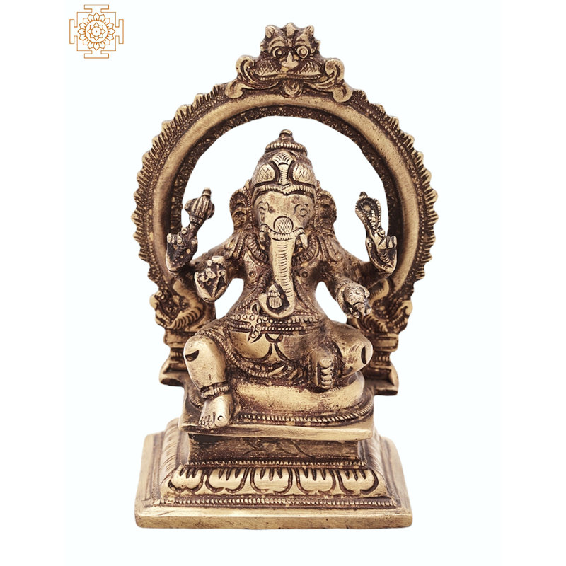 Ganesha avec figurine Aureole, Or