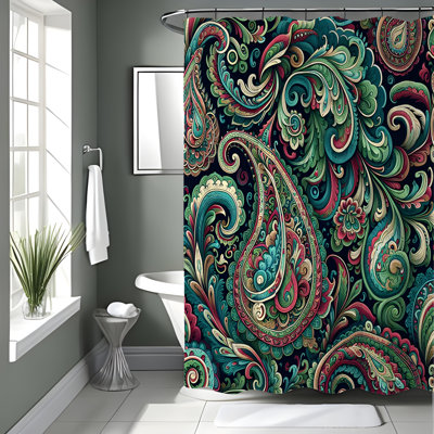 Rideau de douche avec tapis de bain