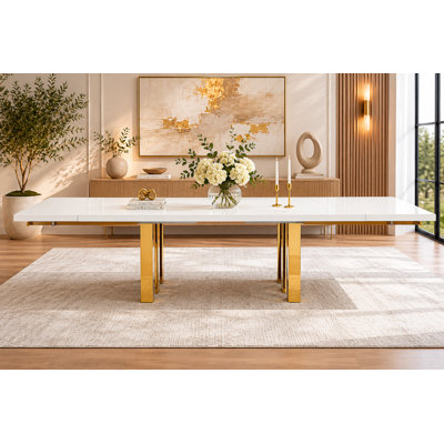 Roma White Gold Dining Table
