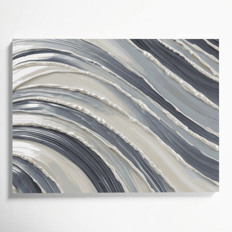 Toile horizontale à rayures horizontales gris perle et blanc gris, H 11 po x l 14 po