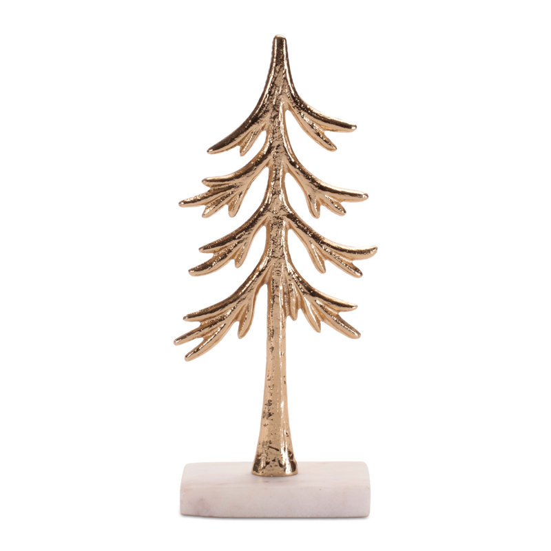 Modern Metal Tree Sculptures on Marble Base