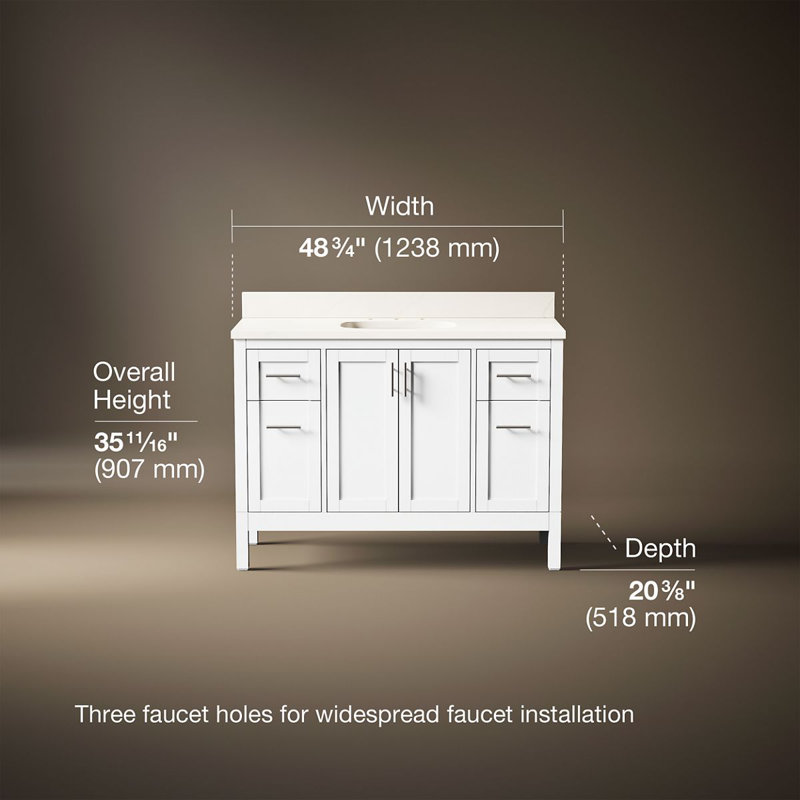 49" Single Bathroom Vanity Set, White, White