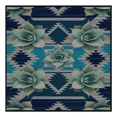Washable Agave Plant Southwestern Area Rug