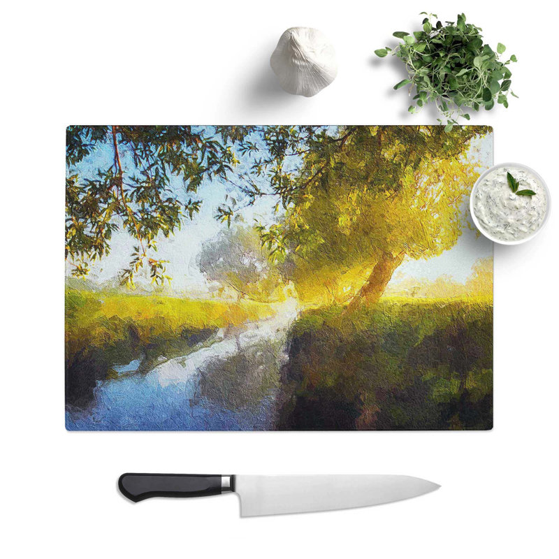 Tempered Glass Beverley Brook River in London Chopping Board, 39 cm W x 28.5 cm L