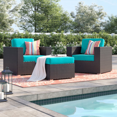Ensemble de conversation en rotin de 3 pièces avec coussins Sunbrella Brentwood