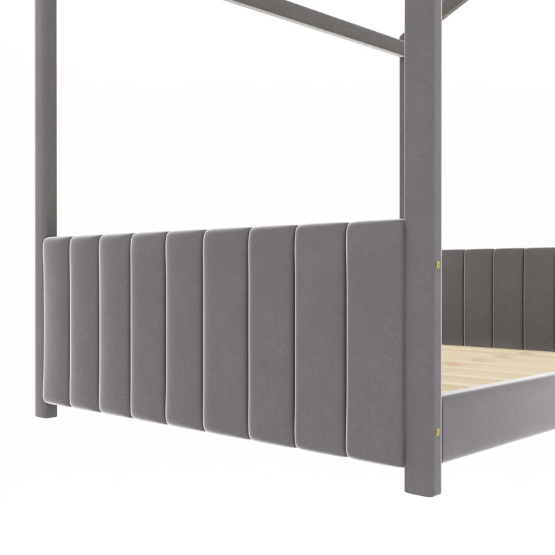 Lit en bois Velvet House, Gris, Double