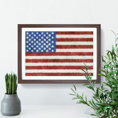Painted American Flag - Single Picture Frame Print on MDF
