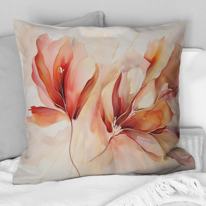 Coussin Peach Petal Dance - Abstract Botanicals