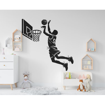 Décalcomanie de basketball pour garçon, décalcomanie murale pour enfant, cadeaux personnalisés, vinyle autocollant, chambre de garçon 511