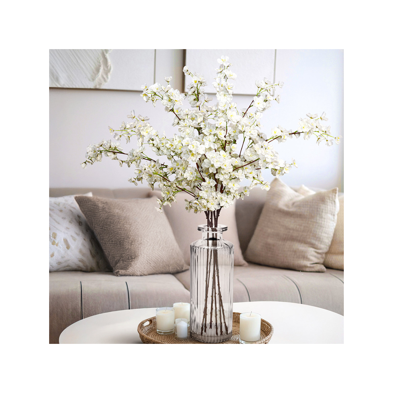 Natural Cherry Blossom Sprays, Cream White